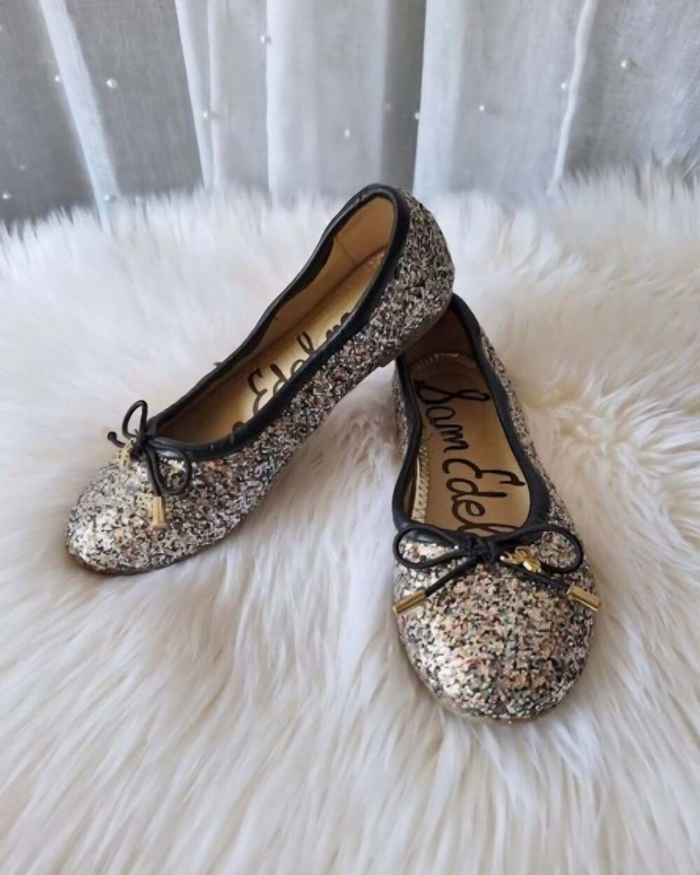 Sam Edelman Elicia Ballet Flats Silver Glitter Kids Size 2